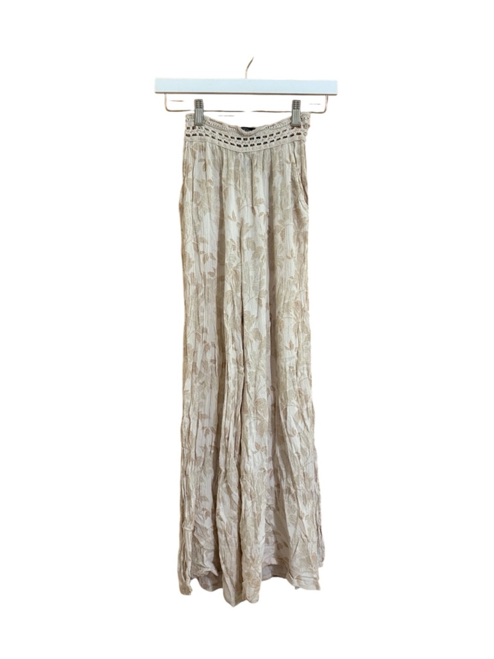 Rewash Size XS High Rise Flare Floral Cream/Tan Pants